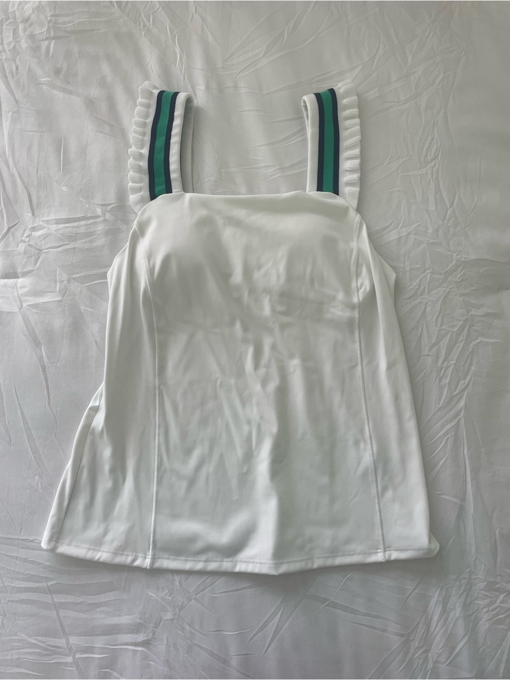 Southern Tide White Tank Top with Green and Blue Stripes